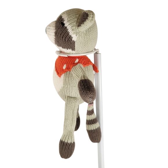 Pottery Barn Modern Baby Raccoon Knit Plush 8" Organic Cotton Stuffed Animal Toy - Picture 4 of 14